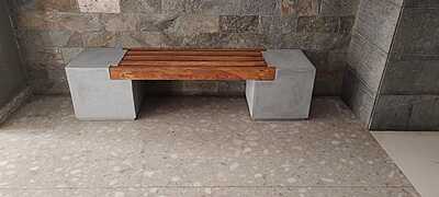 Wooden Plank Concrete Cube Bench (1800 X 450 X 450)
